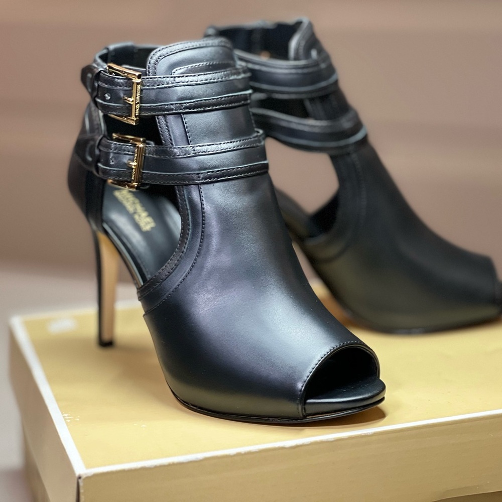 Elegant Black Peep-Toe Heels! Blaze Open-Toe Ankle Boot